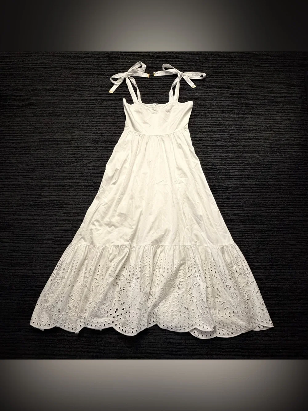 Karina Grimaldi Rio Corset Broderie Anglaise Tie Strap Maxi Dress - Picture 1 of 7